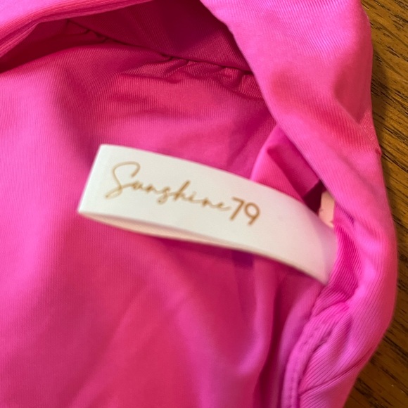 Sunshine 79 Gypset V-Plunge One Piece Electric Pink Swim Bathing Suit S - Picture 7 of 9